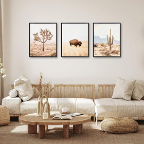 Americanflat hanging hardware supports vertical and horizontal wall layouts.