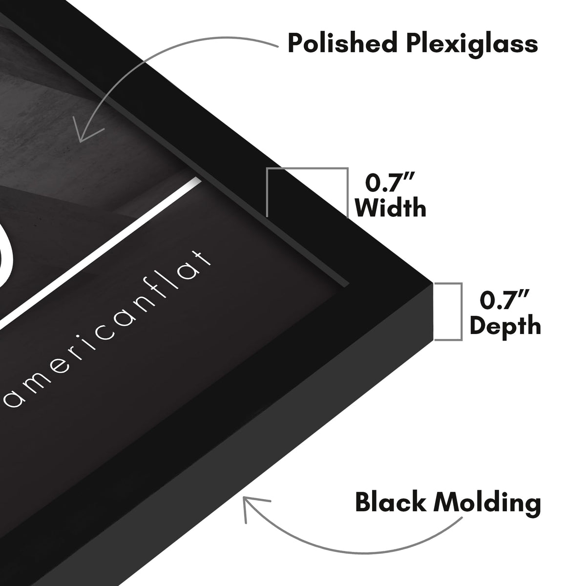 Frame shows hanging hardware enabling vertical or horizontal wall display