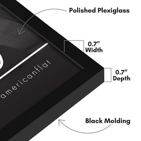 Frame shows hanging hardware enabling vertical or horizontal wall display