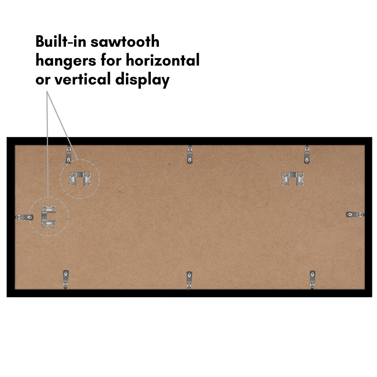 Americanflat frame includes hanging hardware for vertical or horizontal mounting