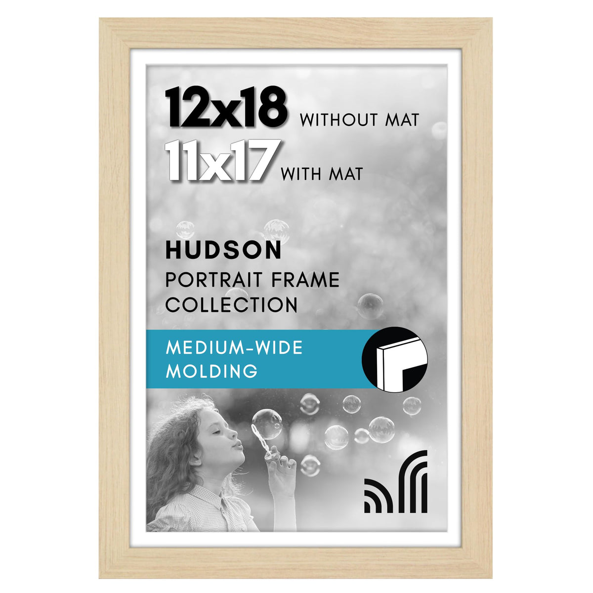 Americanflat Hudson Collection 12x18 frame front view with natural oak finish for wall display