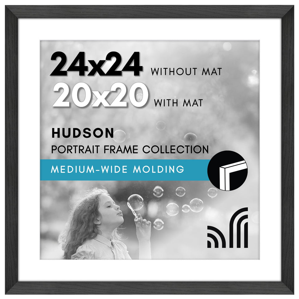 Americanflat Hudson Collection 24x24 frame with polished plexiglass for crystal-clear wall display.