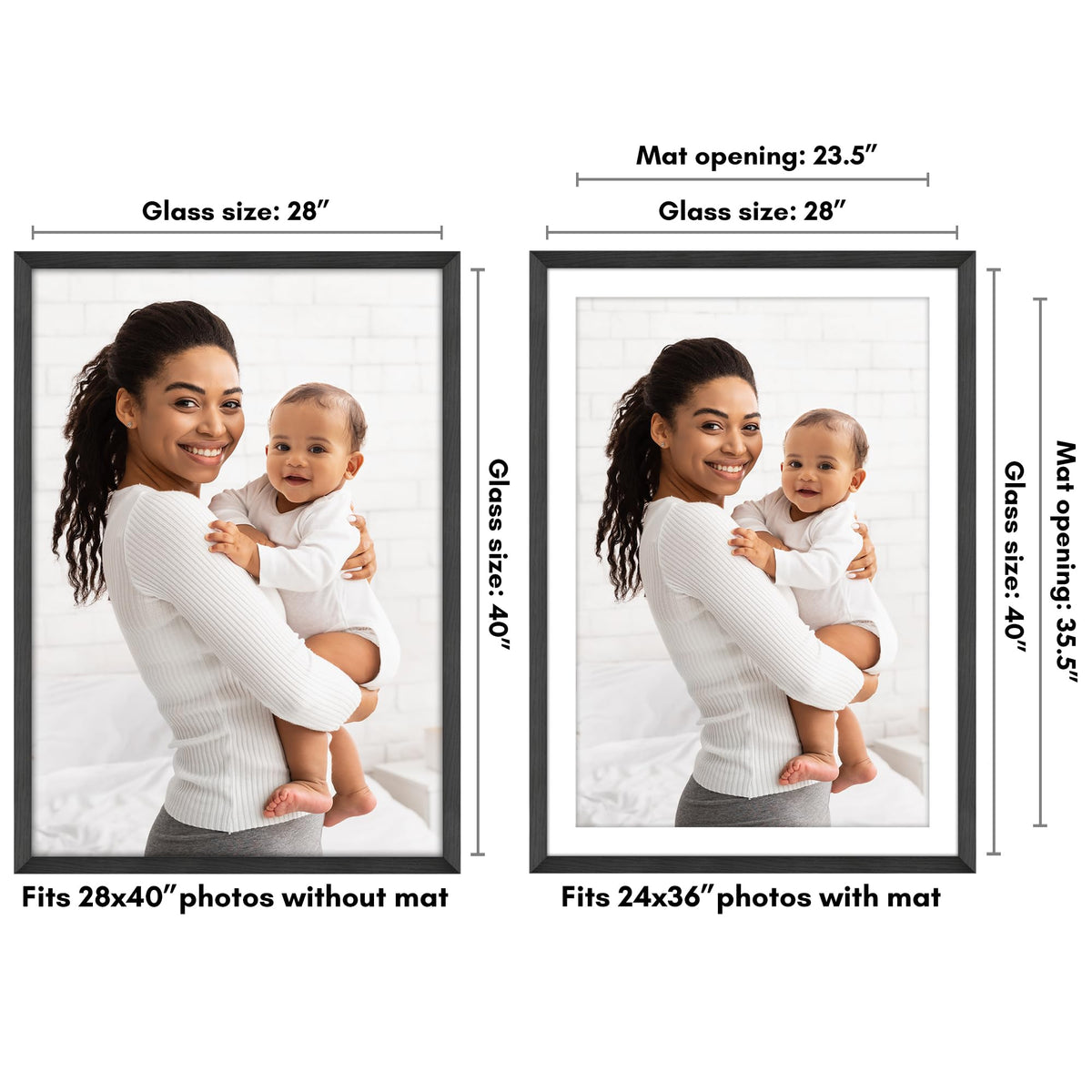 Hudson collection frame showing mat option for 24x36 display