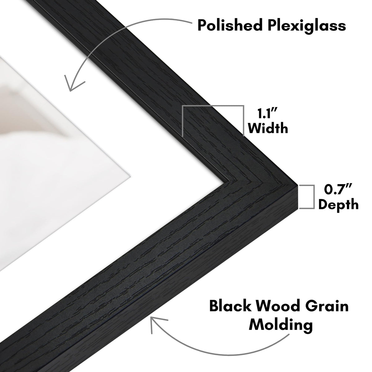Black woodgrain finish on Hudson frame with sturdy backboard