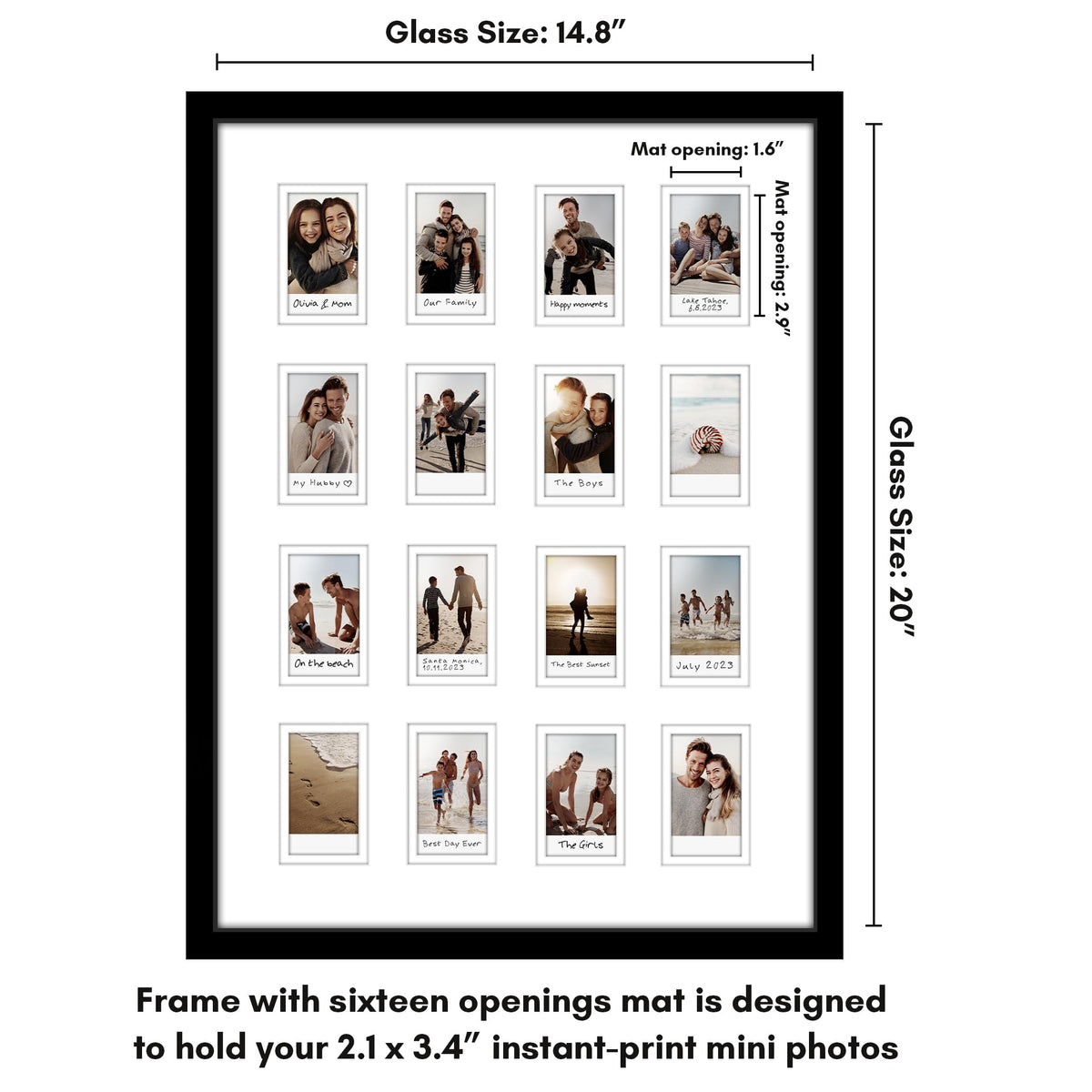 Americanflat Instax Mini display showing neatly arranged memories for wall gallery.