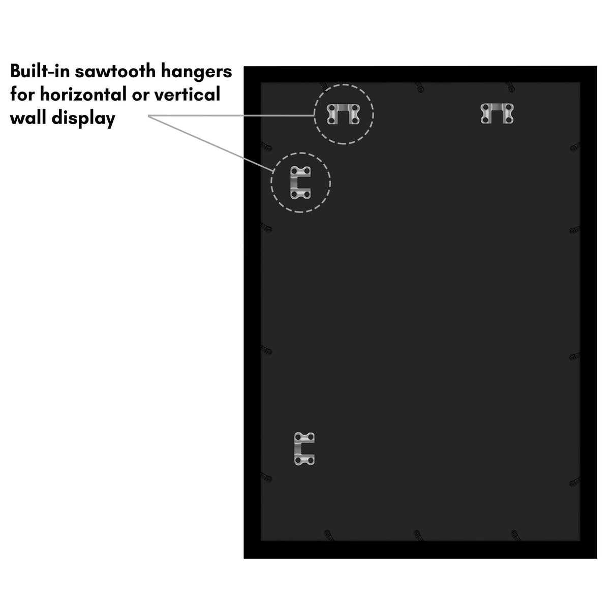 Americanflat frame features metal tab closures for quick photo swaps