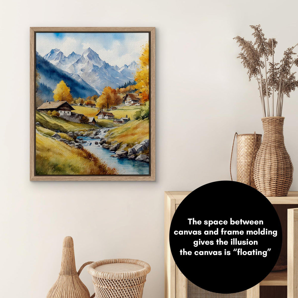 Americanflat open-back MDF frame with woodgrain for clean presentation