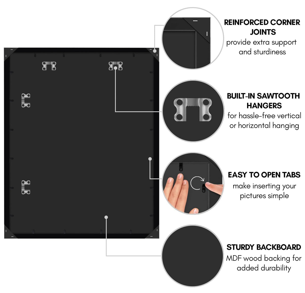 Americanflat 24x30 frame ideal for photos or posters on a black display.