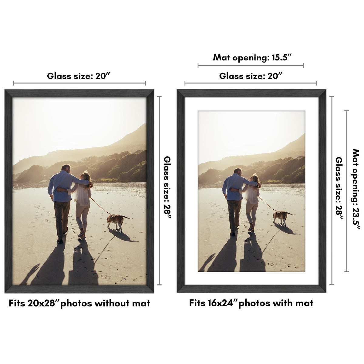 Americanflat plexiglass front provides crystal-clear display while protecting photos.