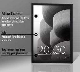 Americanflat polished plexiglass front provides clarity while protecting posters.