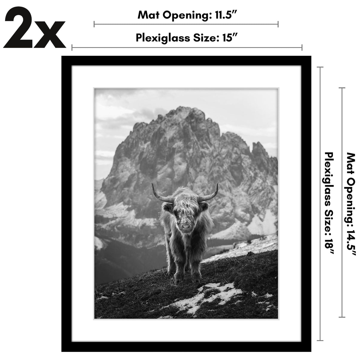 Americanflat set of 2 black frames enhances decor with sleek style