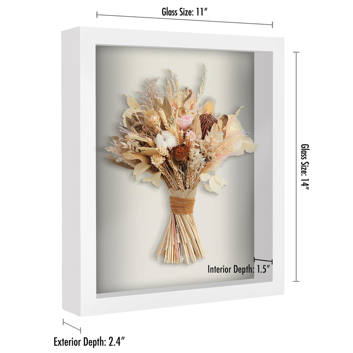 Americanflat shadow box interior depth 1.5 inches enables secure keepsakes.