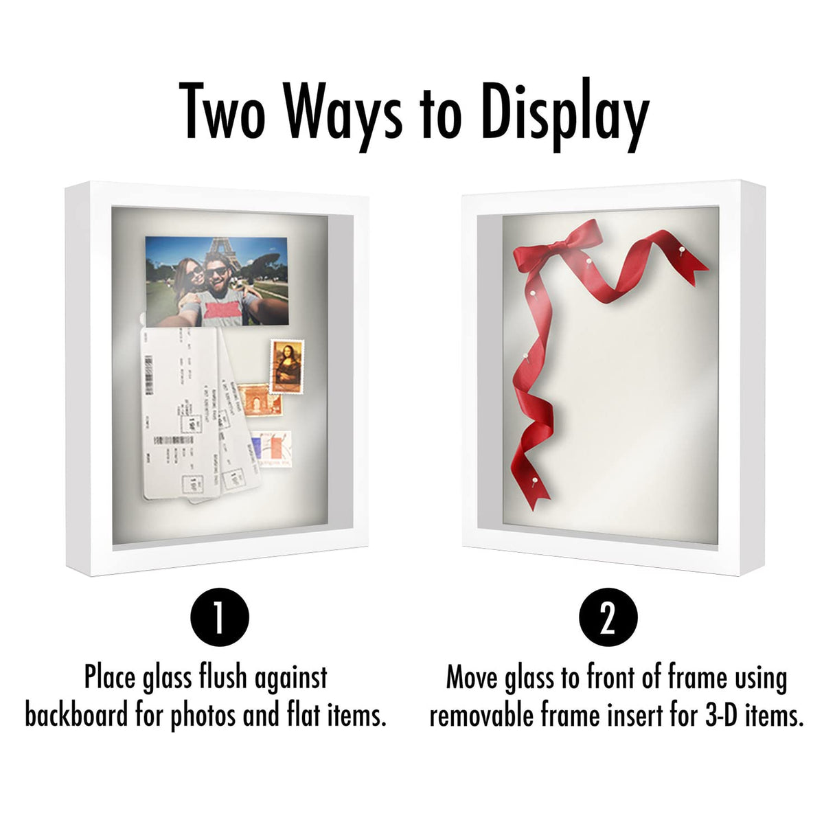 Americanflat shadow box features shatter-resistant glass for clear visibility.