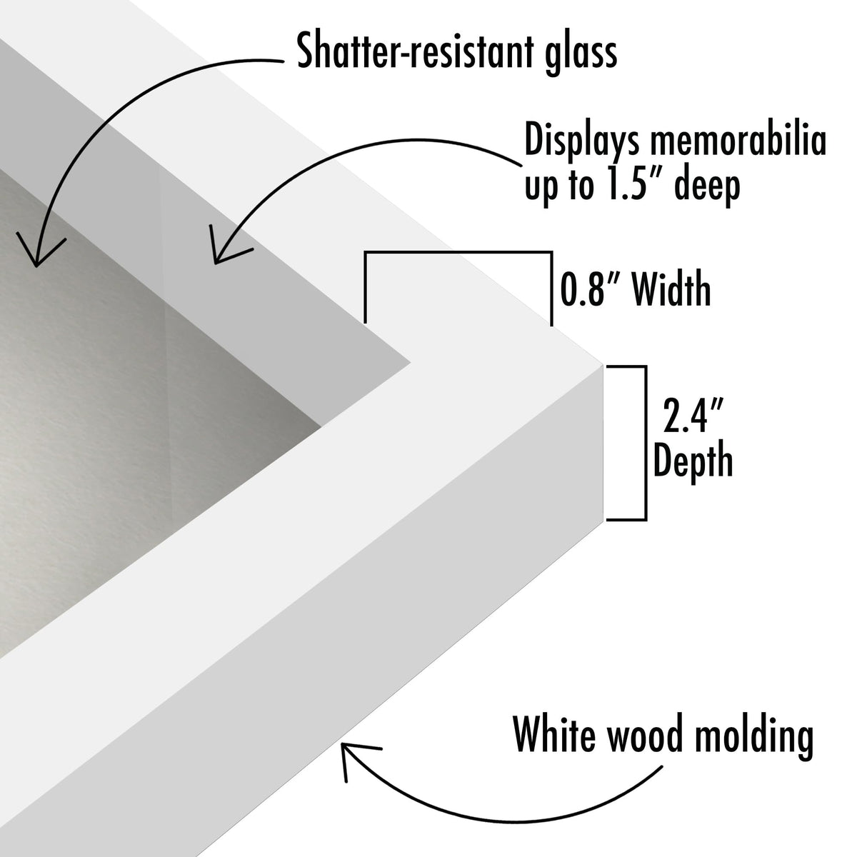 Americanflat shadow box tabletop display option with deep 2.4-inch exterior depth.