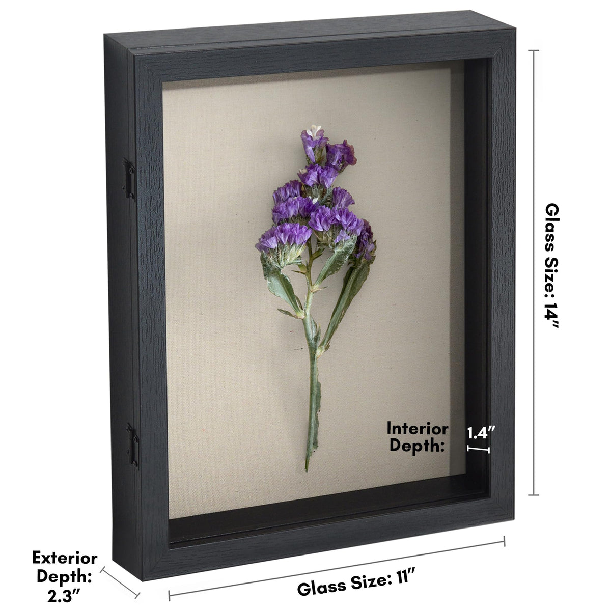 Americanflat shadow box with shatter-resistant glass offers clear visibility and protection.