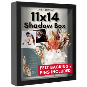 Americanflat 11x14 shadow box front glass for crystal-clear memory display.