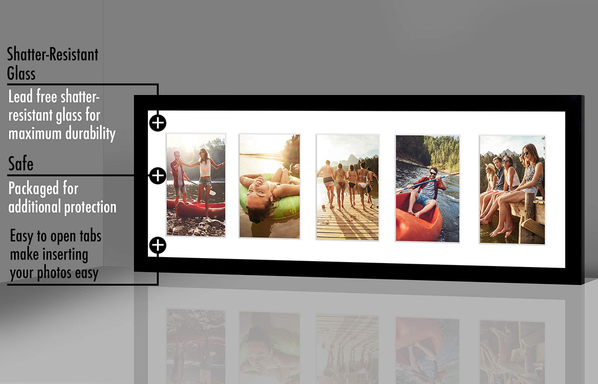 Americanflat shatter-resistant glass front protects photos while preserving clarity.