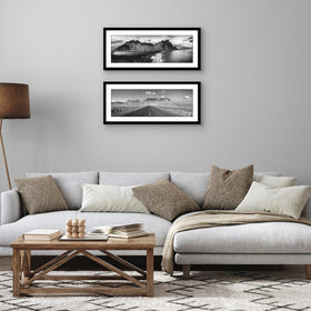 Americanflat frame with slim black molding enhances modern decor