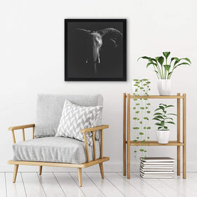 Americanflat square frame includes hanging hardware for quick wall mounting.