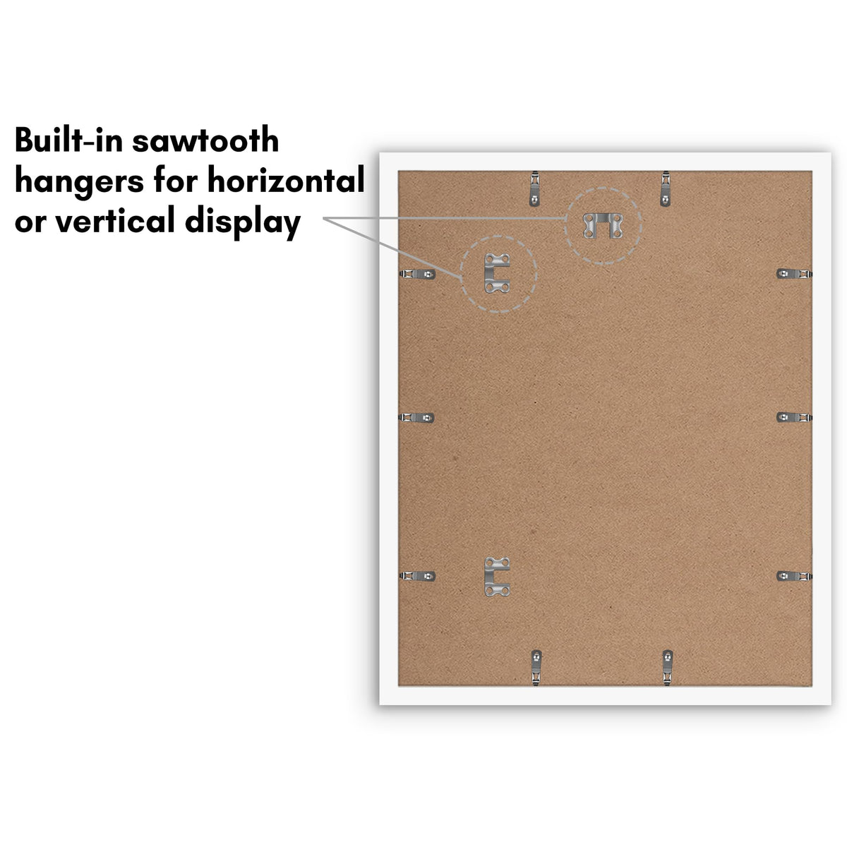Sturdy backboard keeps photos flat and secure on display.