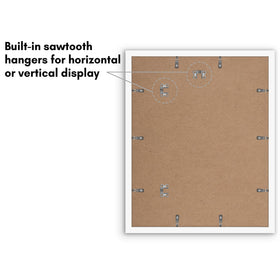 Sturdy backboard keeps photos flat and secure on display.