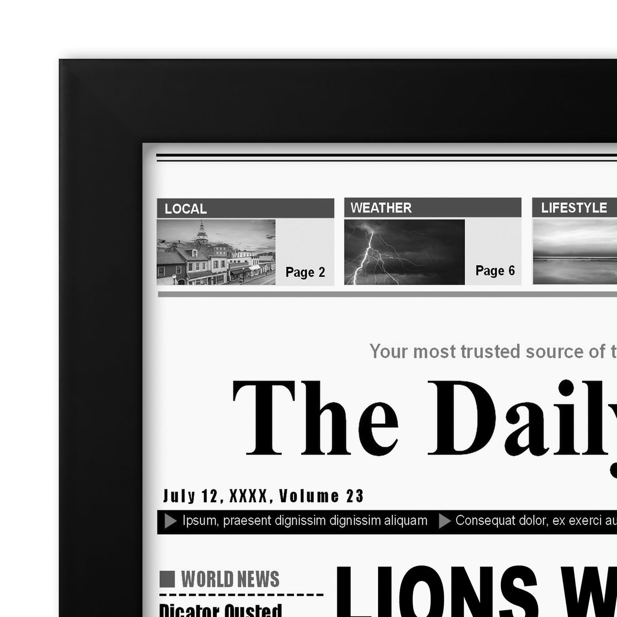 Sturdy backboard ensures articles stay flat and secure in Americanflat frame