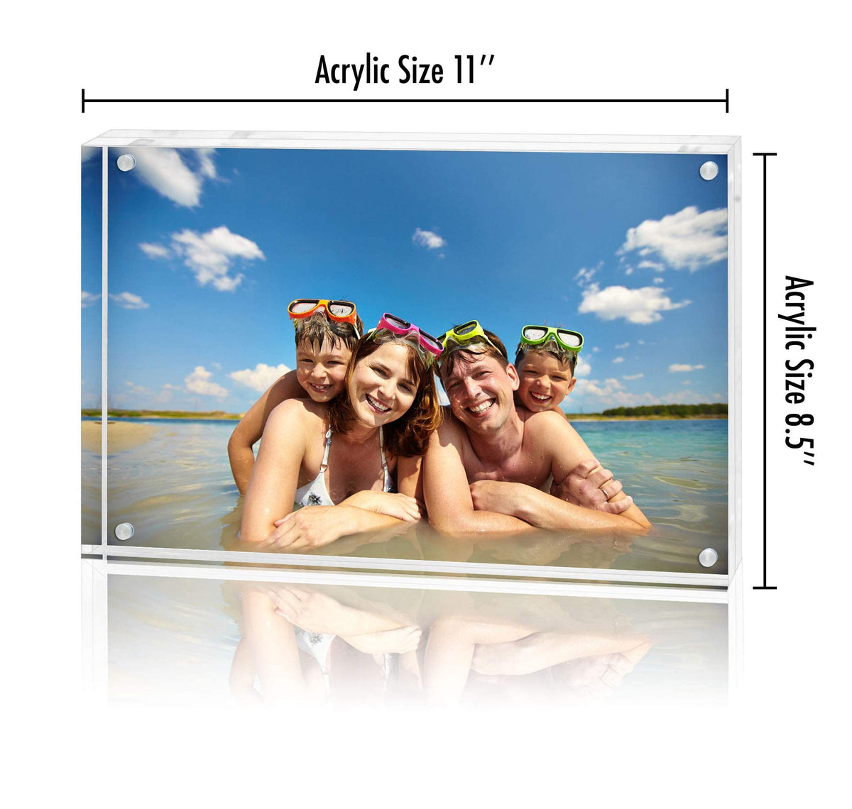 Americanflat transparent acrylic frame on a desk showcasing a crystal-clear display.