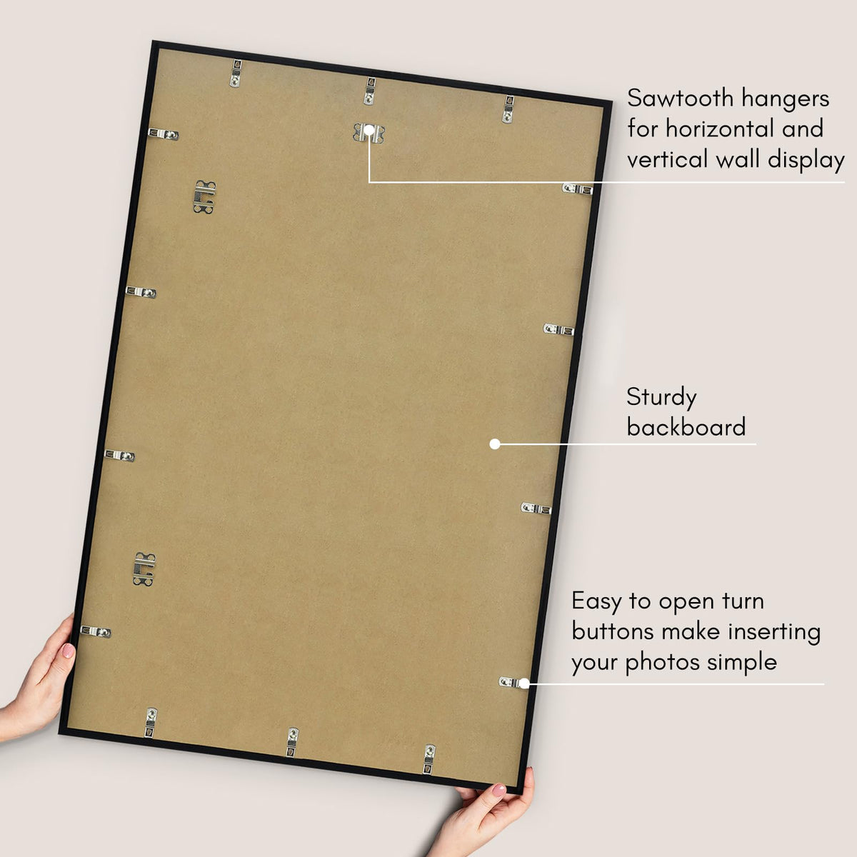 Americanflat turn points simplify swapping photos without tools.