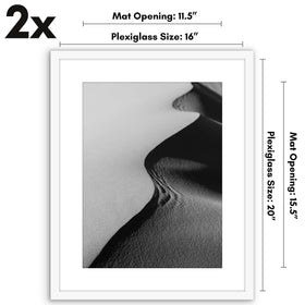 Two white frames with slim molding ideal for modern gallery displays.