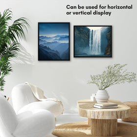 Frame supports versatile vertical or horizontal display on walls