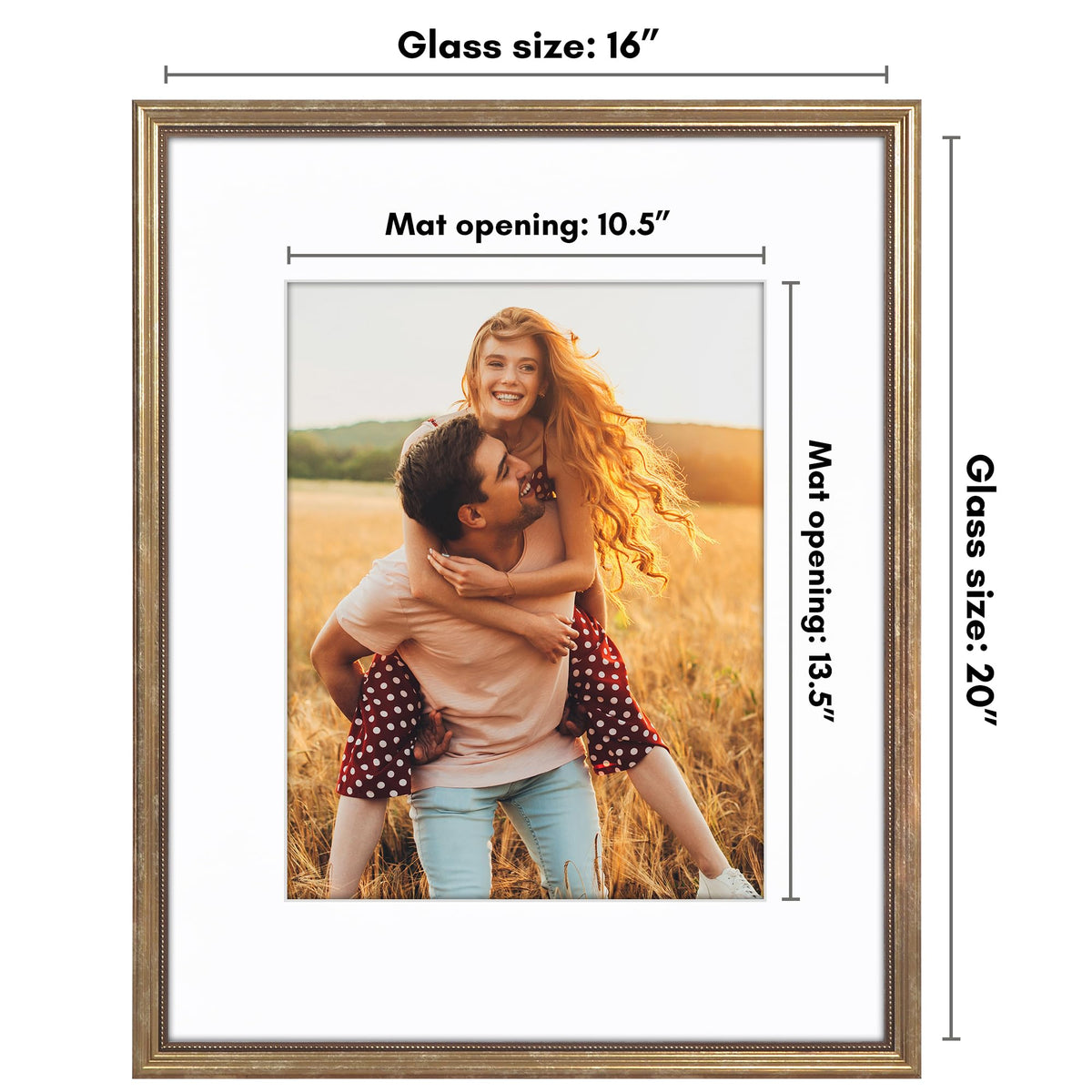 Americanflat 16x20 frame with plexiglass front for clear photos.