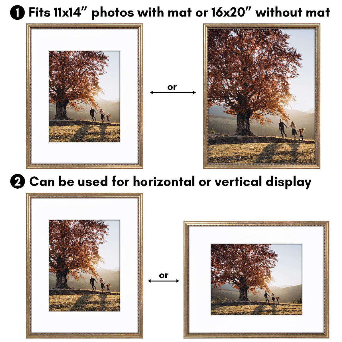 Americanflat frame turn points enable quick, easy photo swaps.