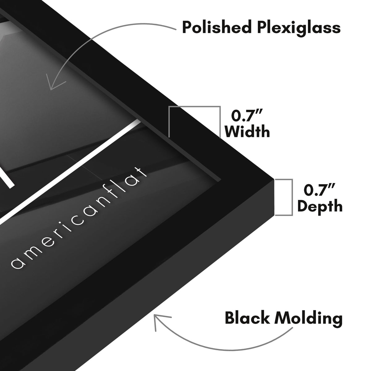 Frame includes hanging hardware for vertical or horizontal mounting