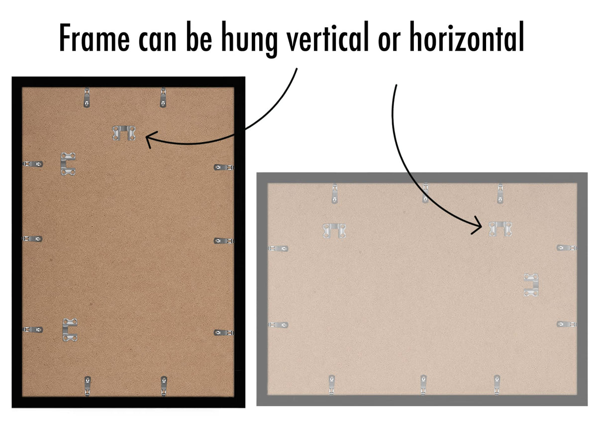 Americanflat hardware supports vertical and horizontal hanging for flexible layouts