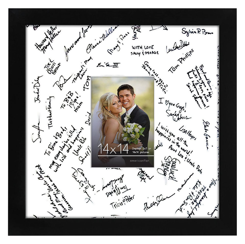 Americanflat wedding signature frame 14x14 black front with crystal-clear, shatter-resistant glass protects memories