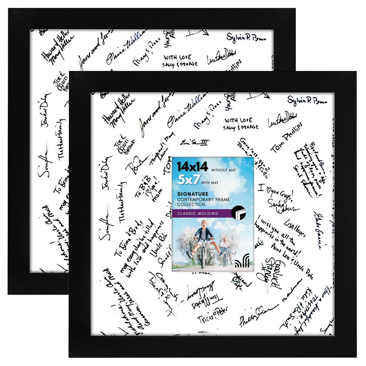 Americanflat wedding signature frame 14x14, set of 2, black finish for timeless display.
