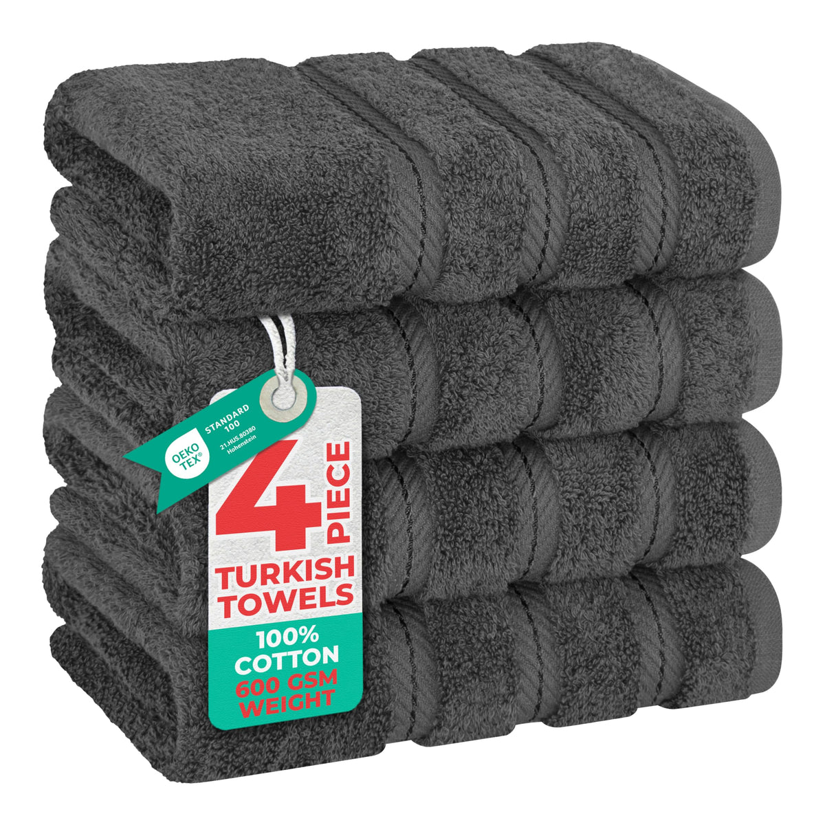 American Soft Linen dark gray hand towel 16x28 in plush Turkish cotton for daily use