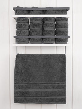 American Soft Linen dark gray hand towel 16x28 close-up dense weave for absorbency