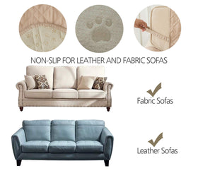 Ameritex recliner cover in a family room with kids and pets