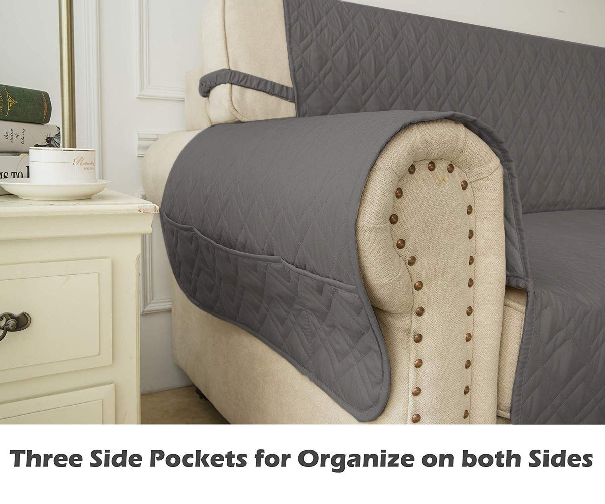 Ameritex recliner cover with side pockets keeps remotes within reach.