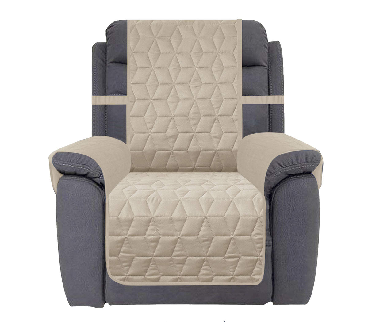 Ameritex waterproof nonslip recliner cover beige on angled view; keeps furniture clean