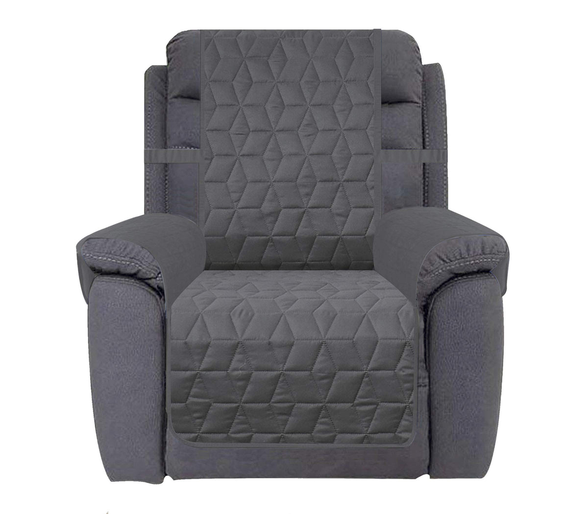 Ameritex waterproof nonslip recliner cover in dark grey protects furniture from spills and pet fur.