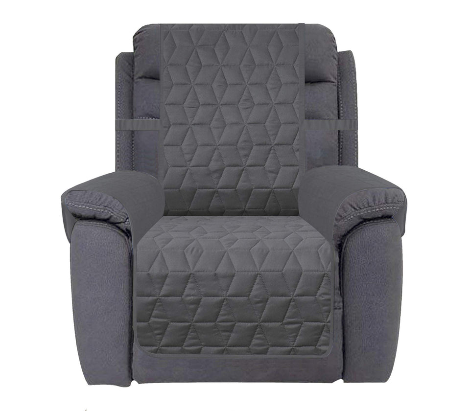 Ameritex waterproof nonslip recliner cover in dark grey protects furniture from spills and pet fur.