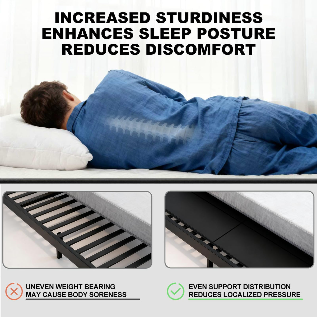 Ameruse Queen Bunkie Board universal-fit across metal frames and slat foundations.