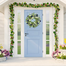 AMF0RESJ wreath featuring lavender morning glory for a fresh garden vibe