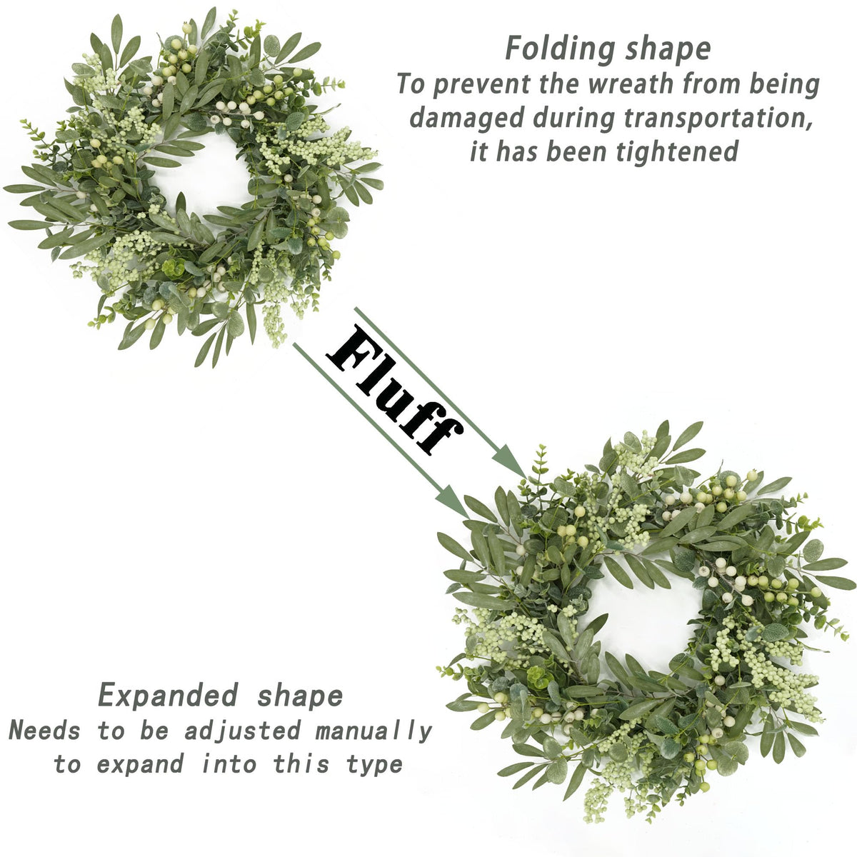 AMF0RESJ olive leaves and berries wreath for porch or window decor