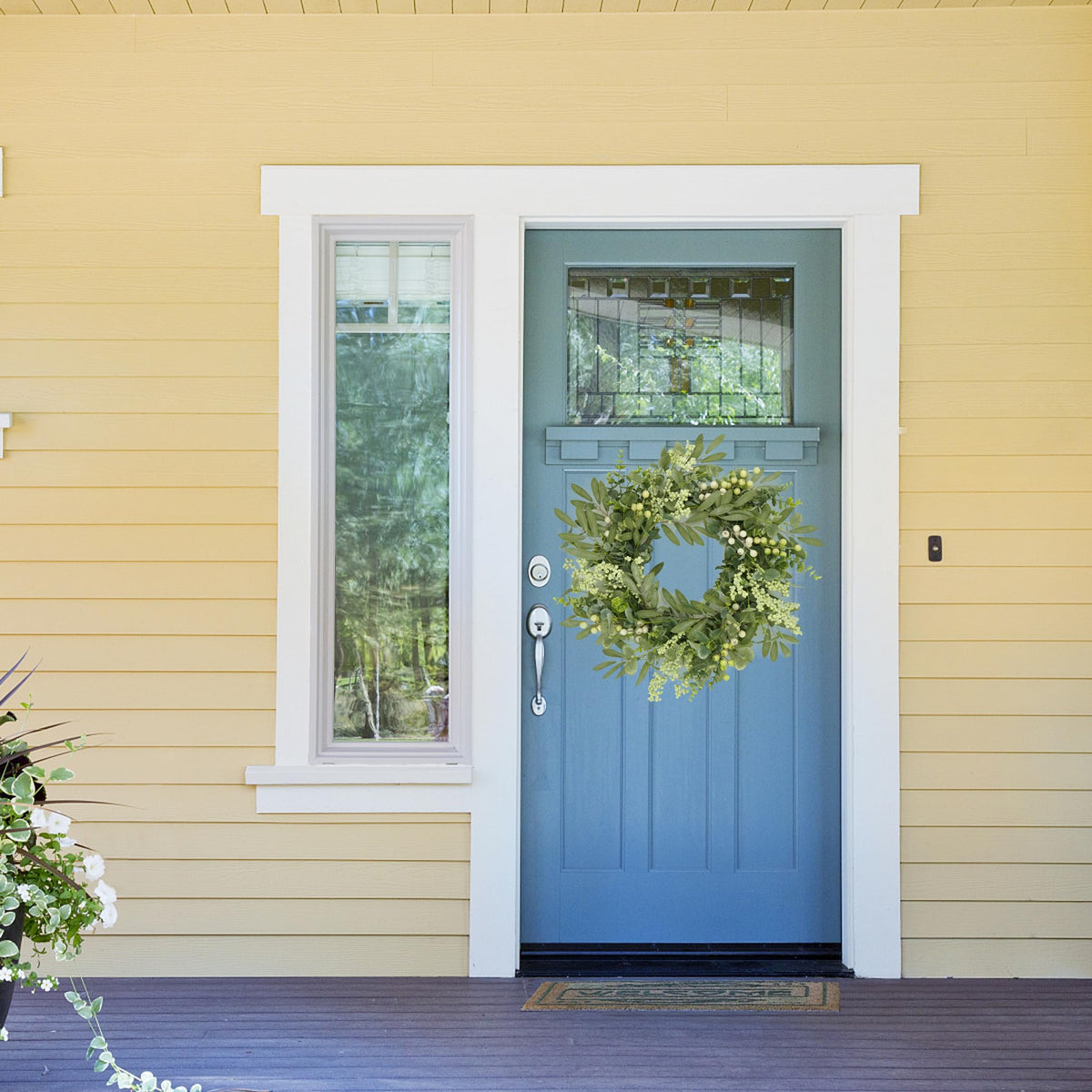AMF0RESJ sheltered outdoor wreath for porch or veranda