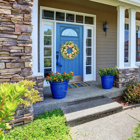 AMF0RESJ hydrangea peony wreath shows vibrant spring color for interiors.