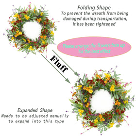AMF0RESJ olive leaf and eucalyptus wreath detail adds greenery for year round appeal.