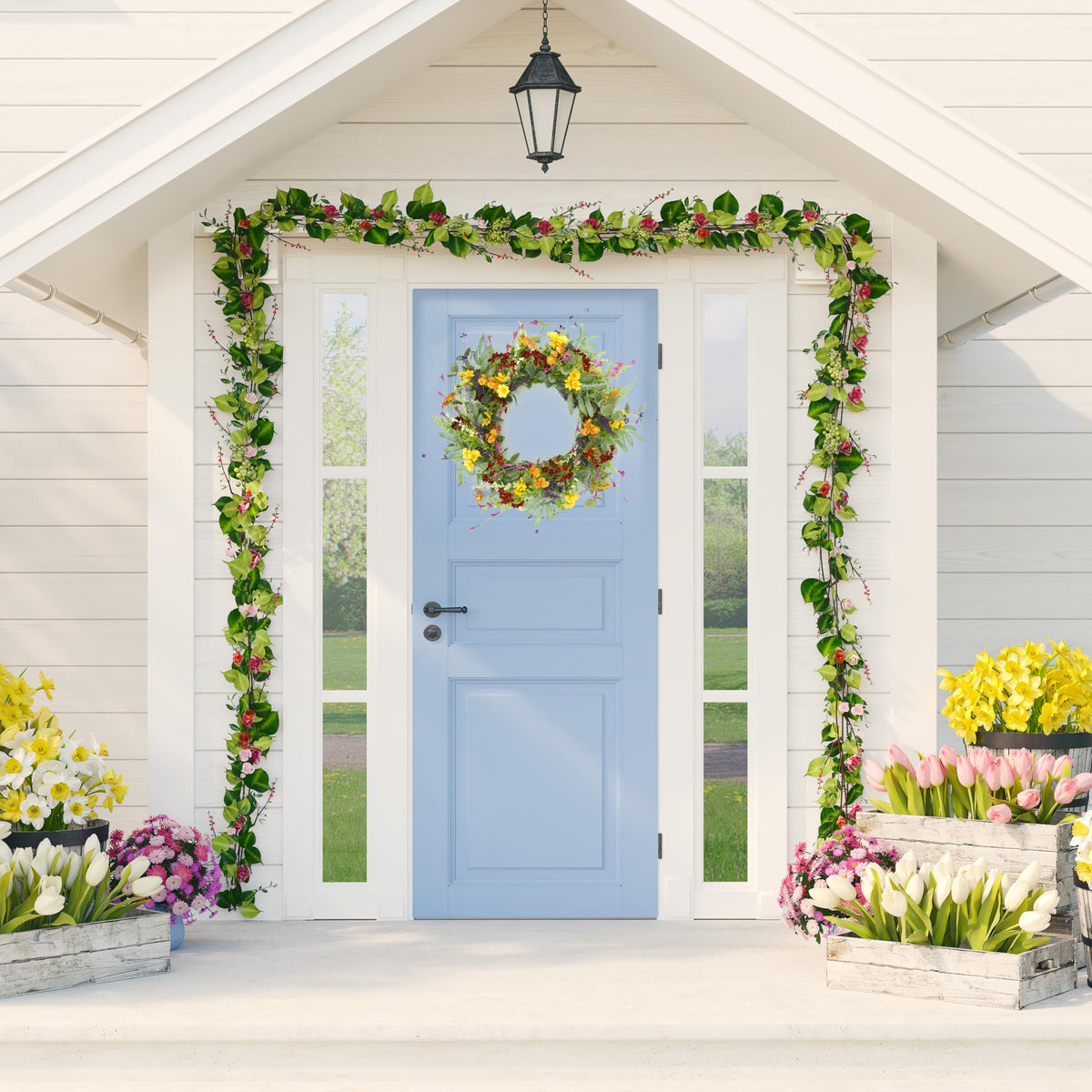 AMF0RESJ wreath ships in a gift box for stylish gifting.